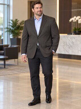 Wall Street Men’s 46R Charcoal Wool Blend Two Button Blazer qm